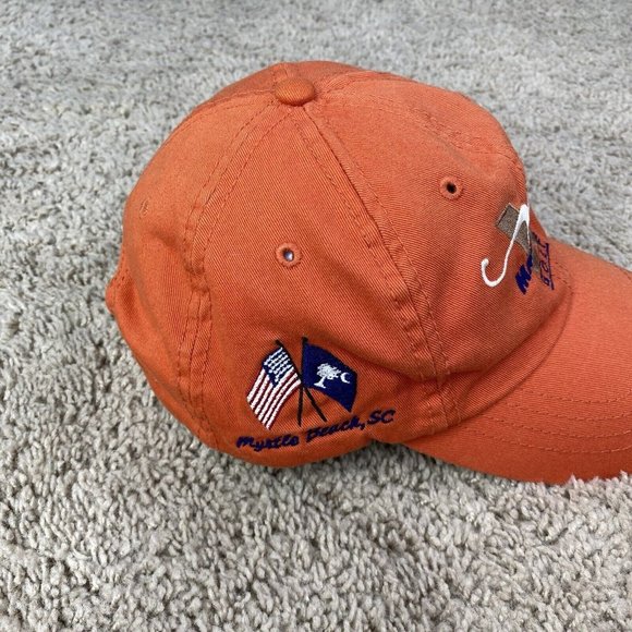 American Dry Goods Man Of War Golf Hat Myrtle Beach Orange OSFA Strapback Cap - Picture 4 of 10